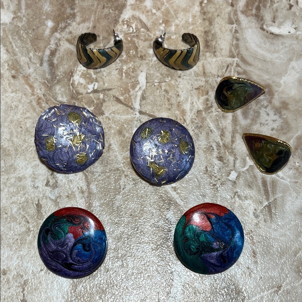 Bundle of 80s Vibrant Earrings Set